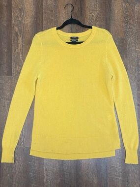 Halogen Women's Yellow Cashmere Knit Crew Neck Long Sleeve Pullover Sweater M